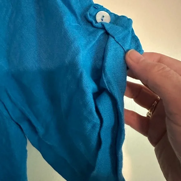 Blue Linen Dress with Eyelet Detail - Picture 4 of 5